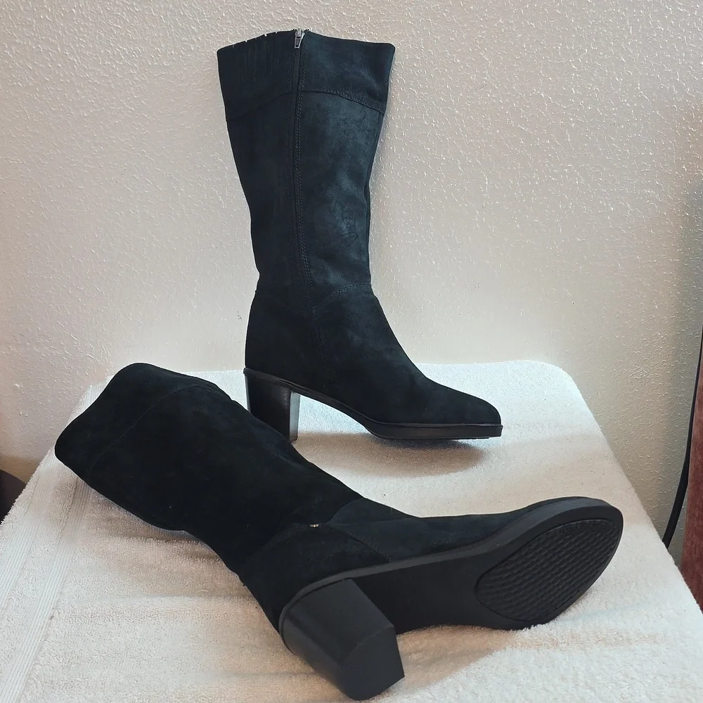 Hush Puppies Saun Olivya Suede Knee High Tall Boots Womens Size 11W